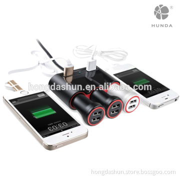 electric fast 3-Socket Cigarette Lighter Power Adapter DC Outlet Splitter with 2-Port 4.8A USB Car Charger